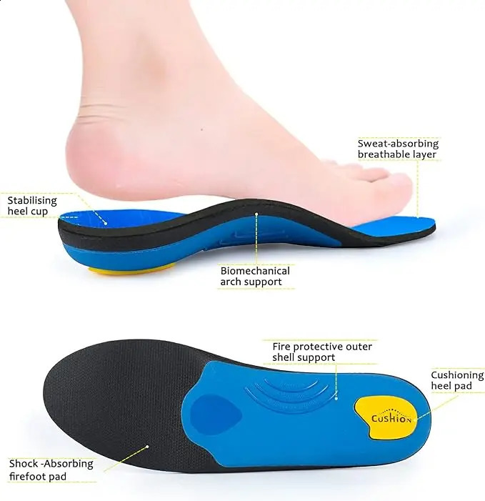 Sturdy arch support insert relieving foot fatigue and heel pain unisex bearing 220pounds arch support insert size UK 5 length 9. 240925