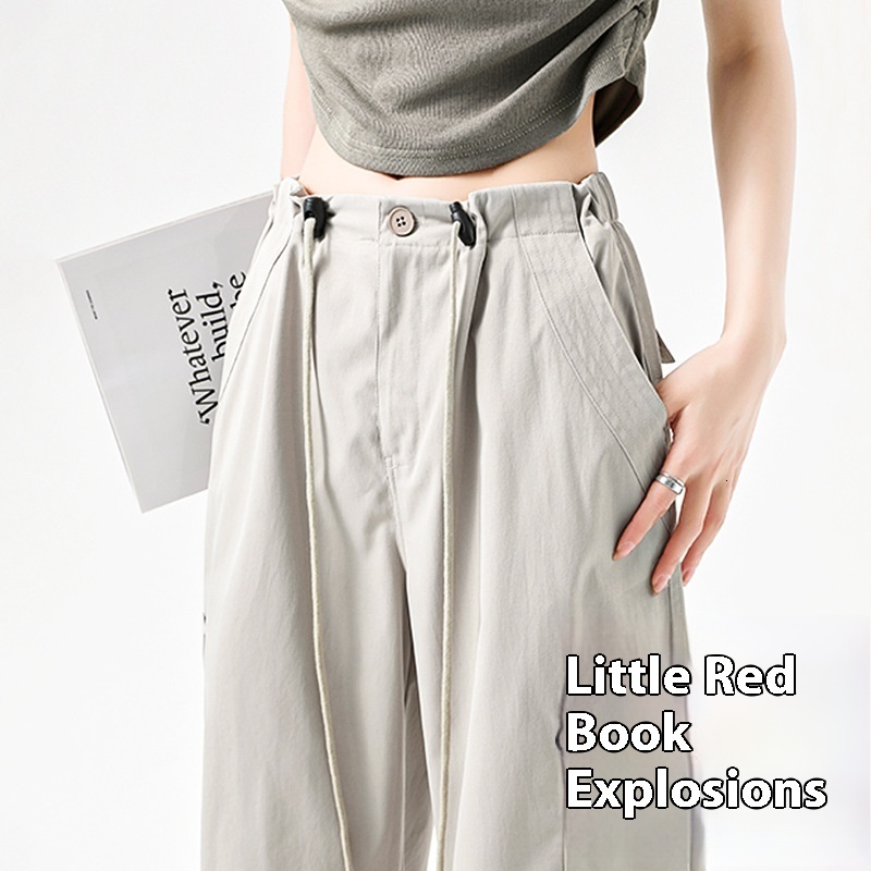 Quick drying work women's summer 2024 new high waisted slimming parachute soldier loose ankle casual sports pants