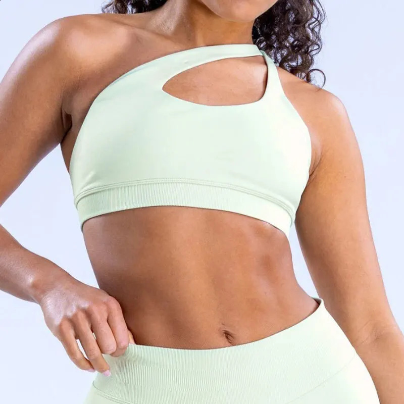 NCLAGEN Impact Asymmetric Sports Bra High Support Backless Gym Top Women Halter Fitness Running Workout Sexy Seamless Underwear 240919