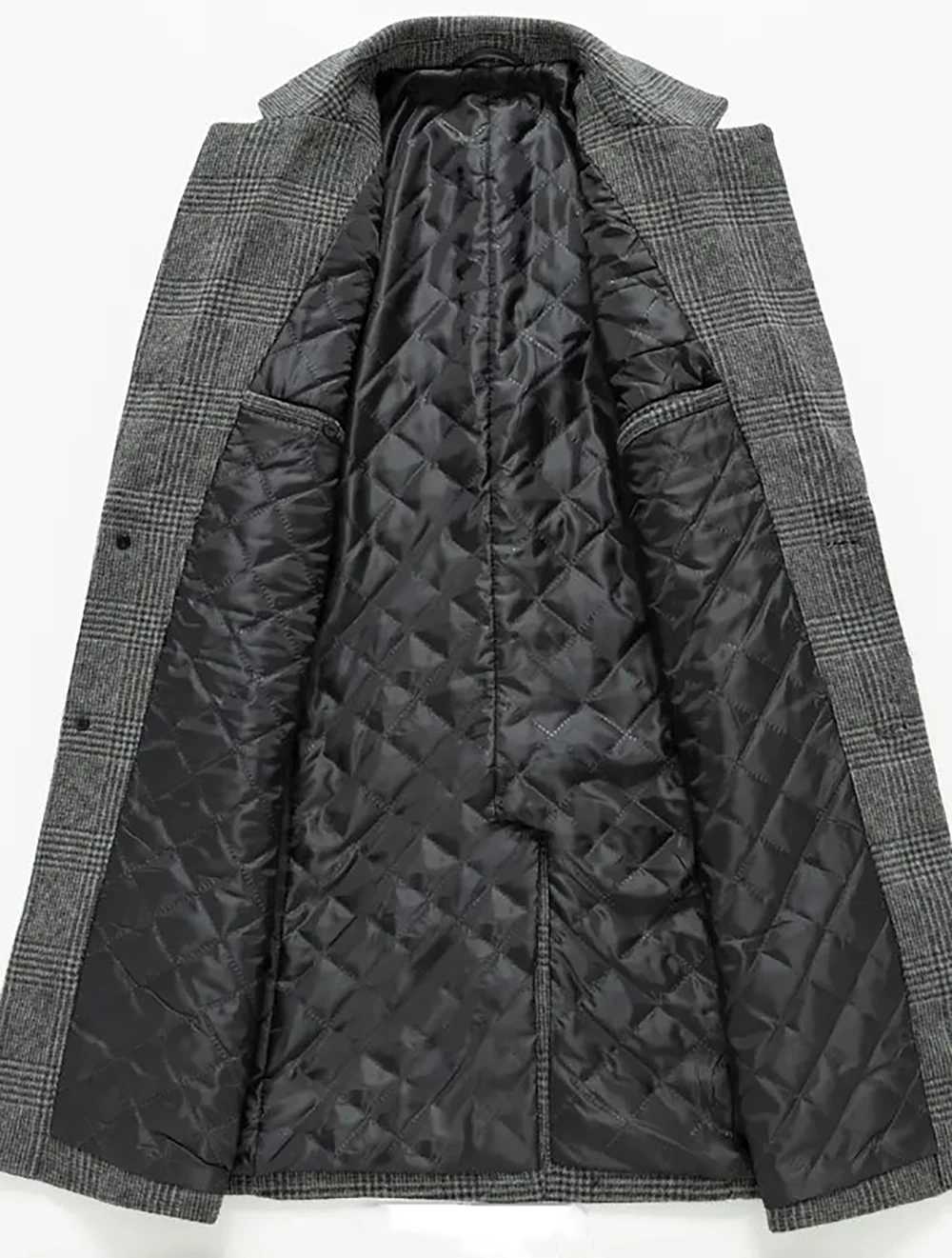 Cross border autumn and winter thick plain woolen coat medium length cotton jacket bird grid slim and suitable for lapel top W240925