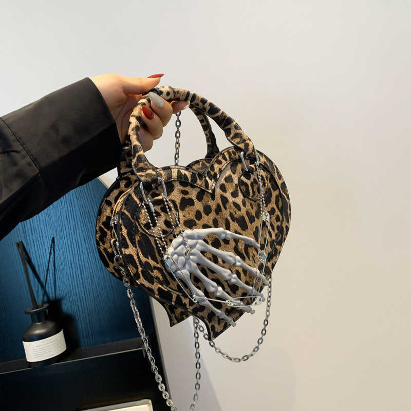 Personalized Creative Love Small Bag for Women Korean Edition Fashion Leopard Pattern Internet Celebrity Popular Handbag 240915