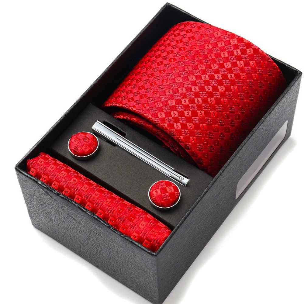 Mens tie gift box with collar handle cufflinks tie clip 6-piece set group business wedding holiday formal tie Y240925