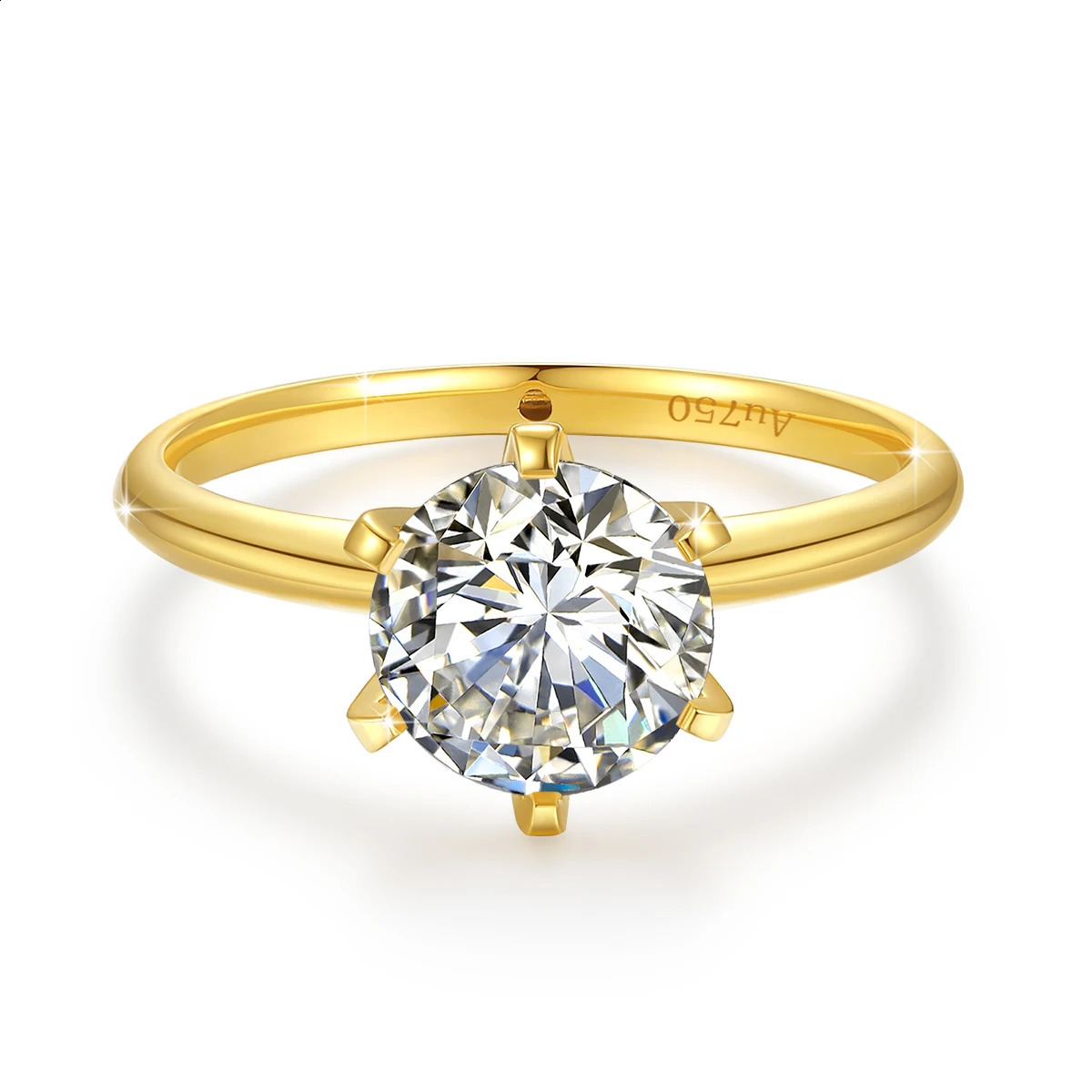 High quality 100% pure 18k gold Mo silica ring certified 1ct round engagement K gold jewelry wholesale for women 240925