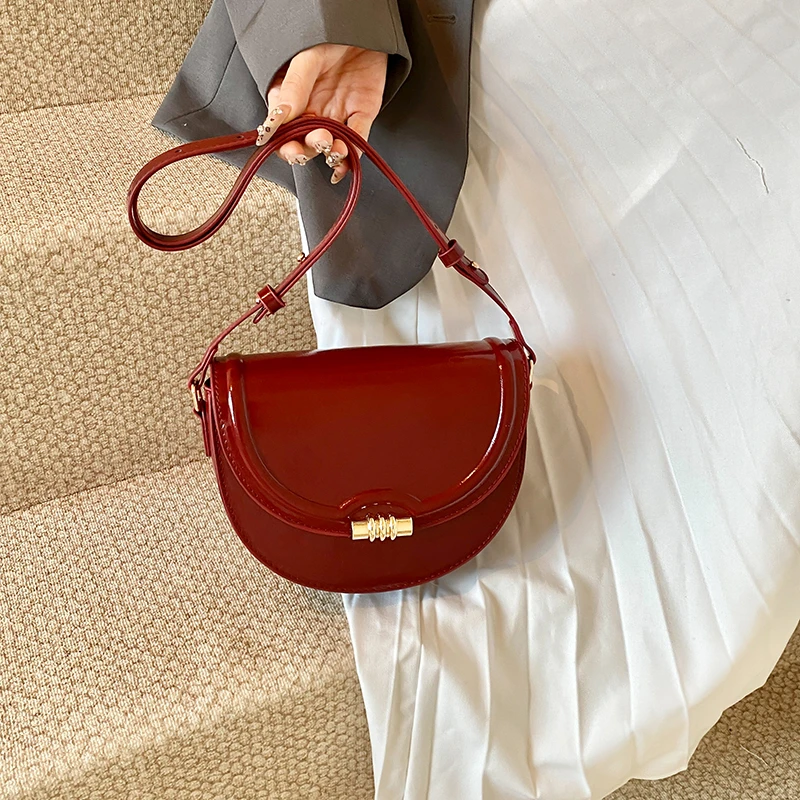 Classic Burgundy Women Crossbody Bag Vintage Solid TLXT Color Flap Bag Designer Shoulder Bags Female Daily Commuter