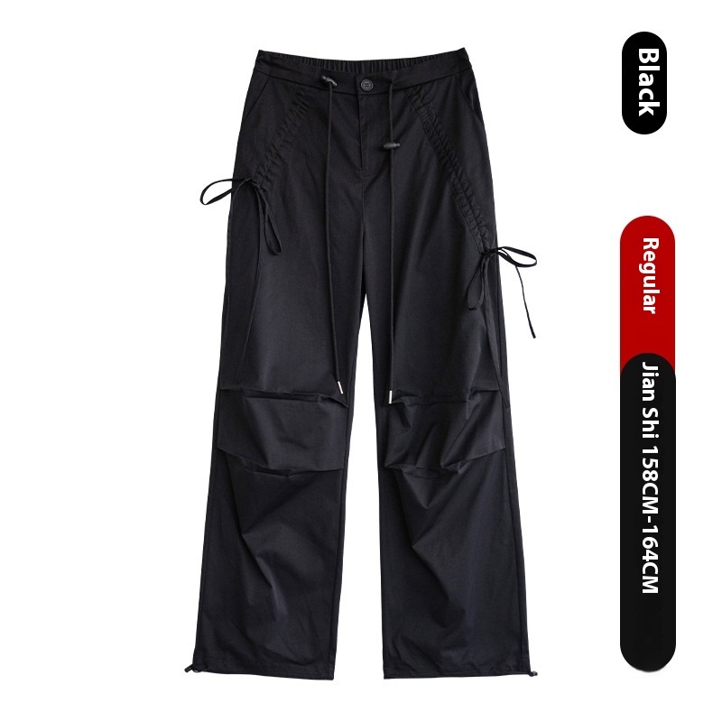American work women's spring and autumn hiking 2024 high waist loose wide leg bow casual sports pants