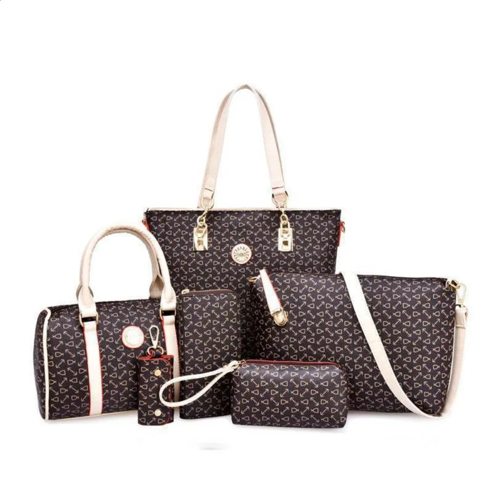 Womens storage bag handbag 5pcs nylon handbag set multifunctional classic bone pattern travel bag shoulder bag 240920 - view 7
