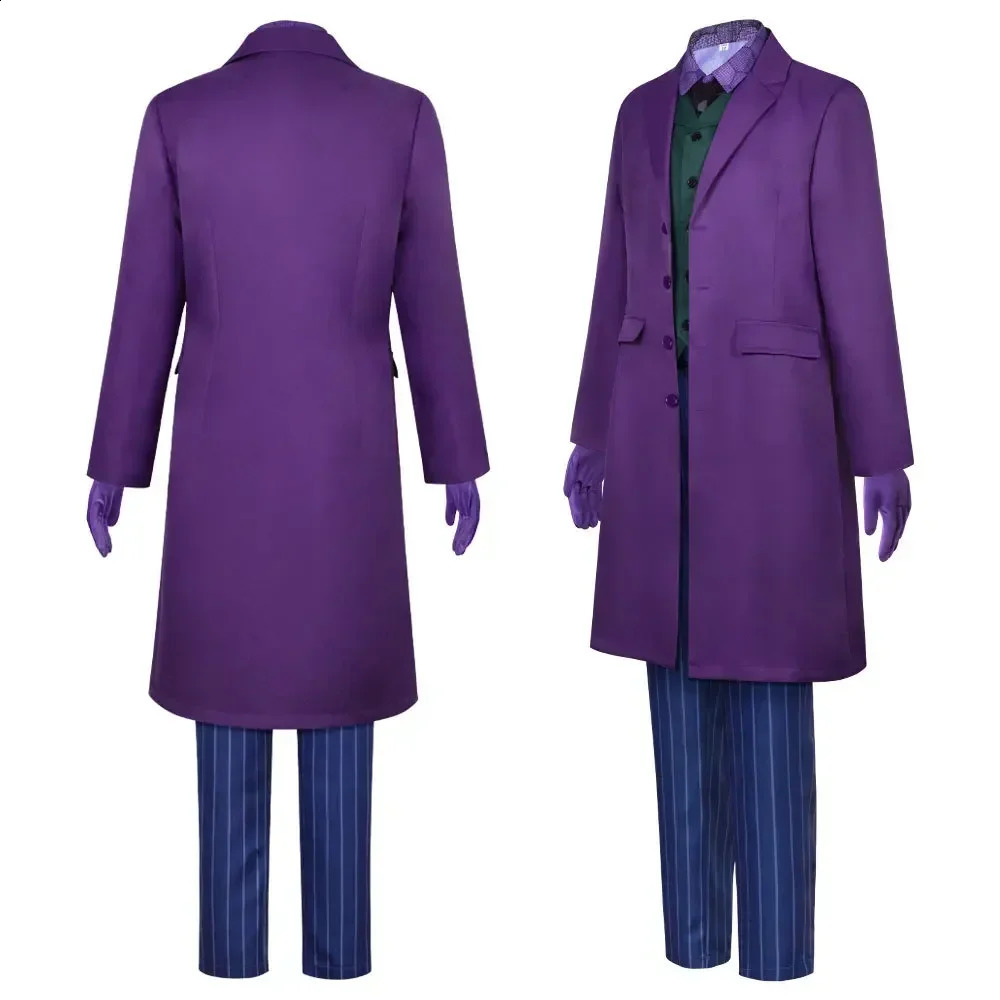 Adult Halloween Dress Up Party Clown Heath Ledger Set Role Playing Movie and TV Dark Knight Clown Costume Purple Jacket 240926