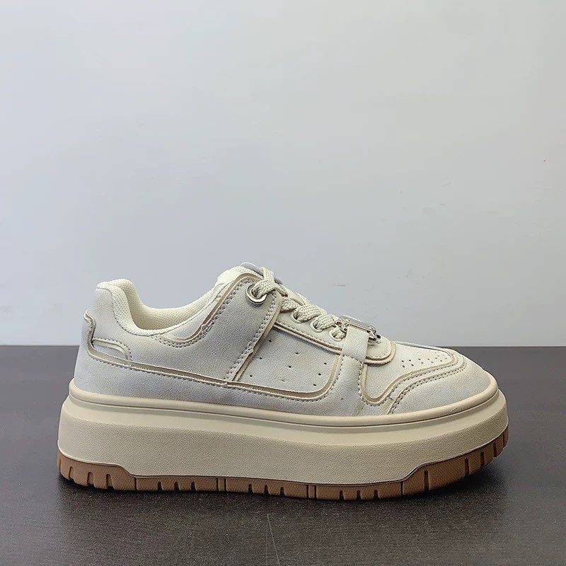 Retro Little White Shoes Women's Fall 2024 New Thick-soled Heightened Casual Sneakers Free shipping