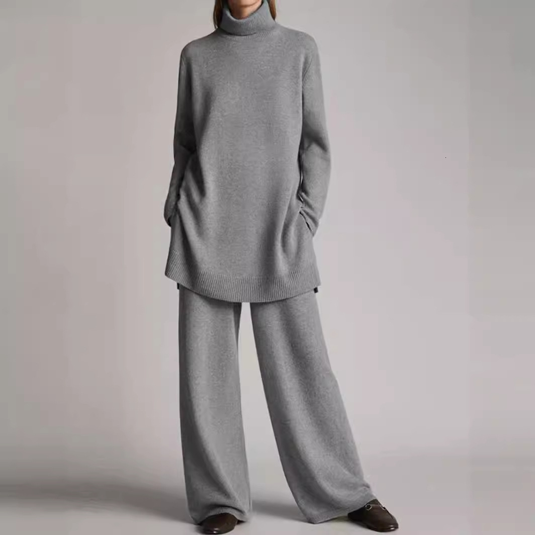 dresses for woman 2024 dresses for woman Spring and Autumn Season New Knitted Solid Color High Neck Loose Casual Two Piece Set dresses