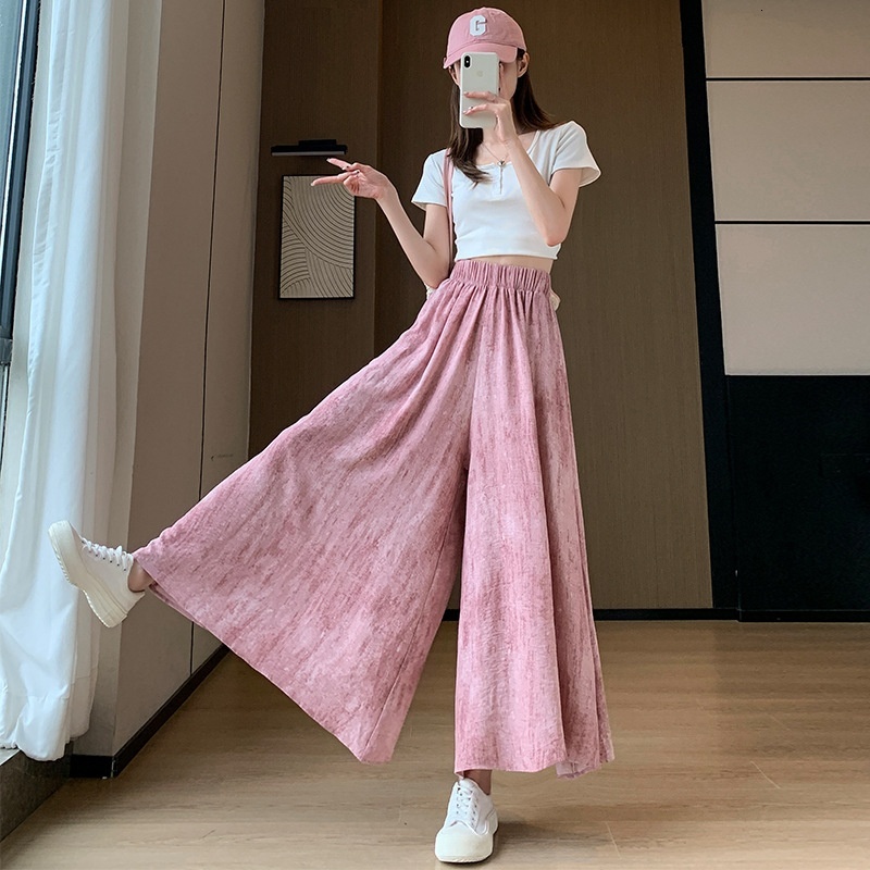 Radish Uncle Ink Tie Dyeing Yamamoto Women's Summer Thin High Waist Loose Casual Ice Silk Wide Leg Skirt Pants