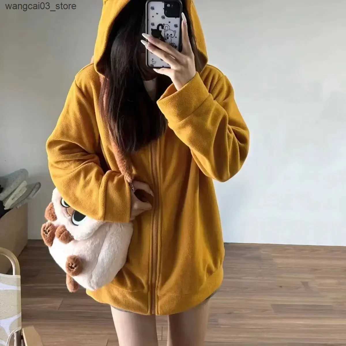 Backpacks Plush Cartoon Siamese Cat Backpack Simplicity Large Capacity Campus Bag Commuting Flip Cover Diagonal Span Bag Soft Girl Gift L240910
