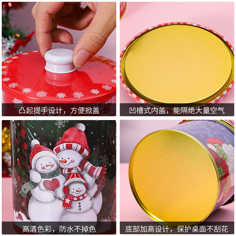 Christmas exquisite pattern two-piece set storage Jar household sundries collection sealed can gift candy packaging box