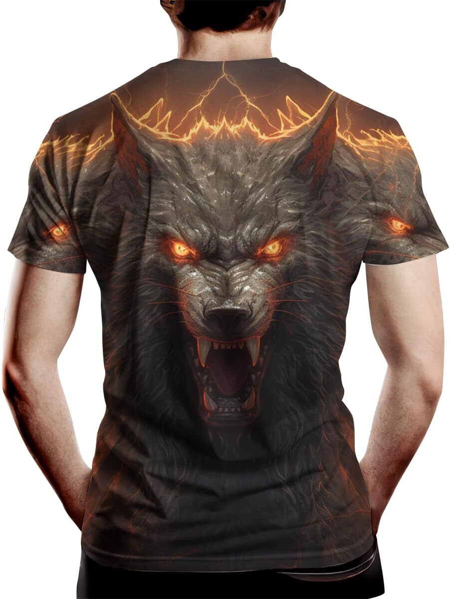 Mens T shirt Mens Wolf Pattern T-Shirt 3D Print T-Shirt Men Novel Graphic Tee Summer Short Sleeve graphic tee Casual tops summer clothes Short sleeve
