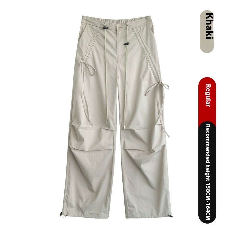 Work women's spring autumn quick drying sports 2024 new with a high-end feel, high waist and slimming effect, bow tie wide leg pants