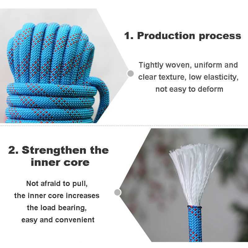 10mm Climbing Rope 10M/20M Outdoor Static Climbing Rope Fire Rescue Safety Escape Climbing Emergency Rope CL240926