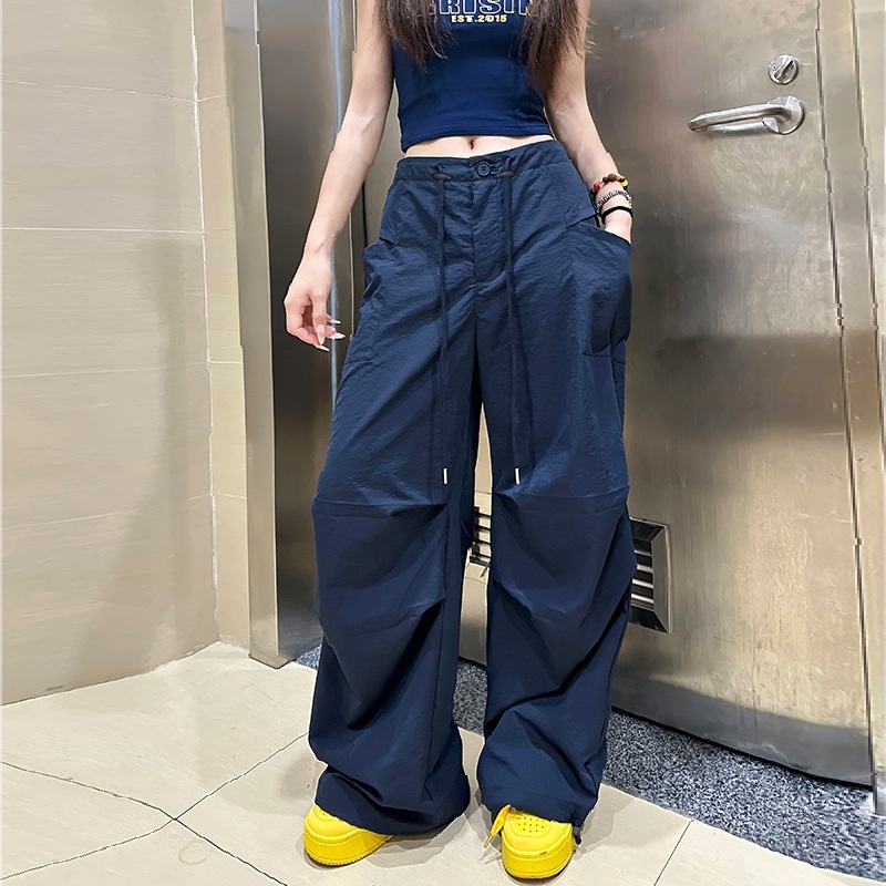 American work women's 2024 autumn new product high waist loose slimming quick drying casual sports straight wide leg pants