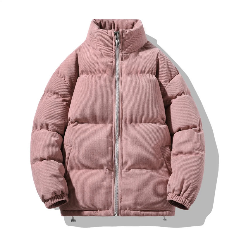 Stand Collar Corduroy Parkas Down Coats Outdoor Thick Warm Coat Mens Winter Korean Fashion Casual Loose Mens Jacket 240926