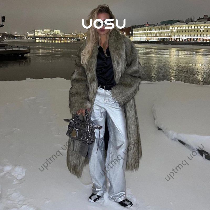 Furry Overcoat Long Faux Fur Coat Winter Clothes Women 2024 Fashion Stunning Iconic Natural Color Fuzzy Parka Outwear