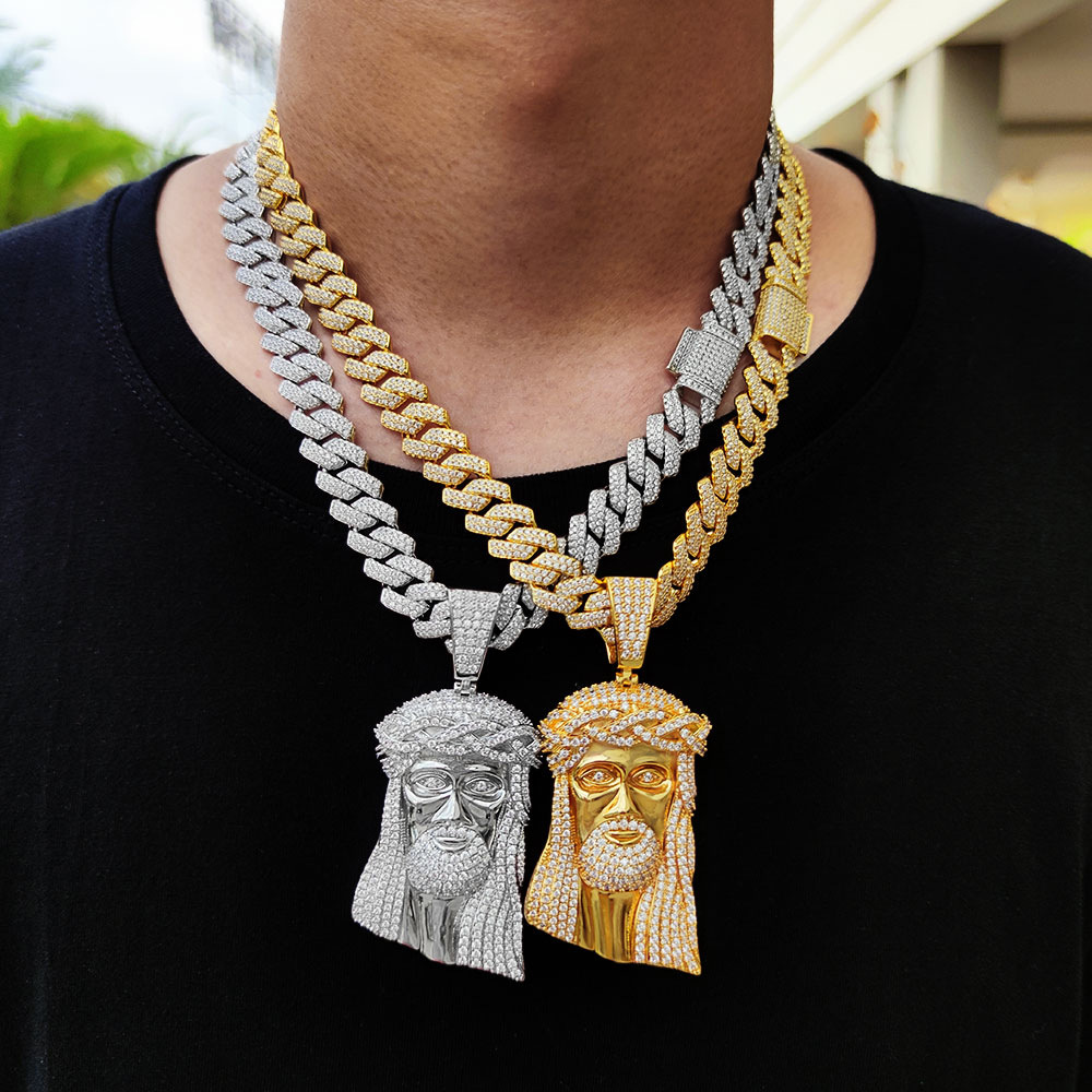 Hip Hop Jesus Face Pendants Necklace 18K Real Gold Plated Men Women Lover Religious Jewelry