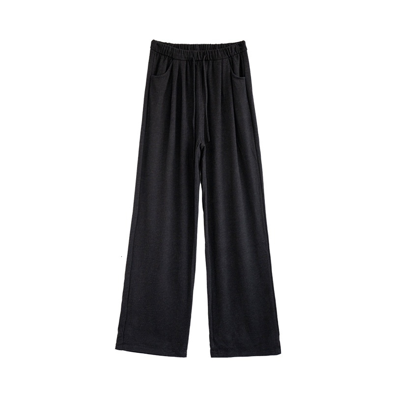 Black glutinous rice for women in autumn 2024, new high waisted slimming with a loose casual straight and lazy style, wide leg pants
