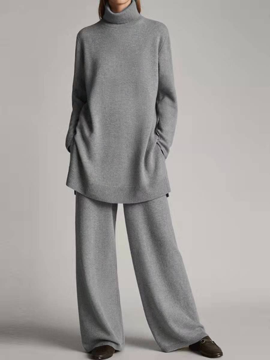 dresses for woman 2024 dresses for woman Spring and Autumn Season New Knitted Solid Color High Neck Loose Casual Two Piece Set dresses