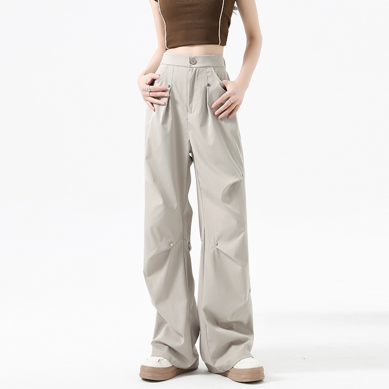 Carrot Uncle Willow Nail Work for Women Autumn/Winter 2024 High Waist Slim Straight Wide Leg American Plush Sports Pants