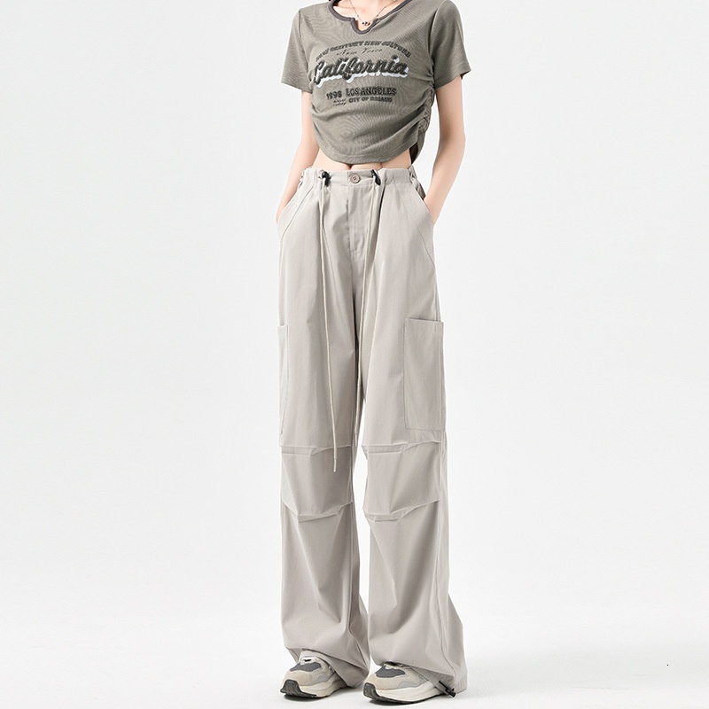 Quick drying work women's summer 2024 new high waisted slimming parachute soldier loose ankle casual sports pants