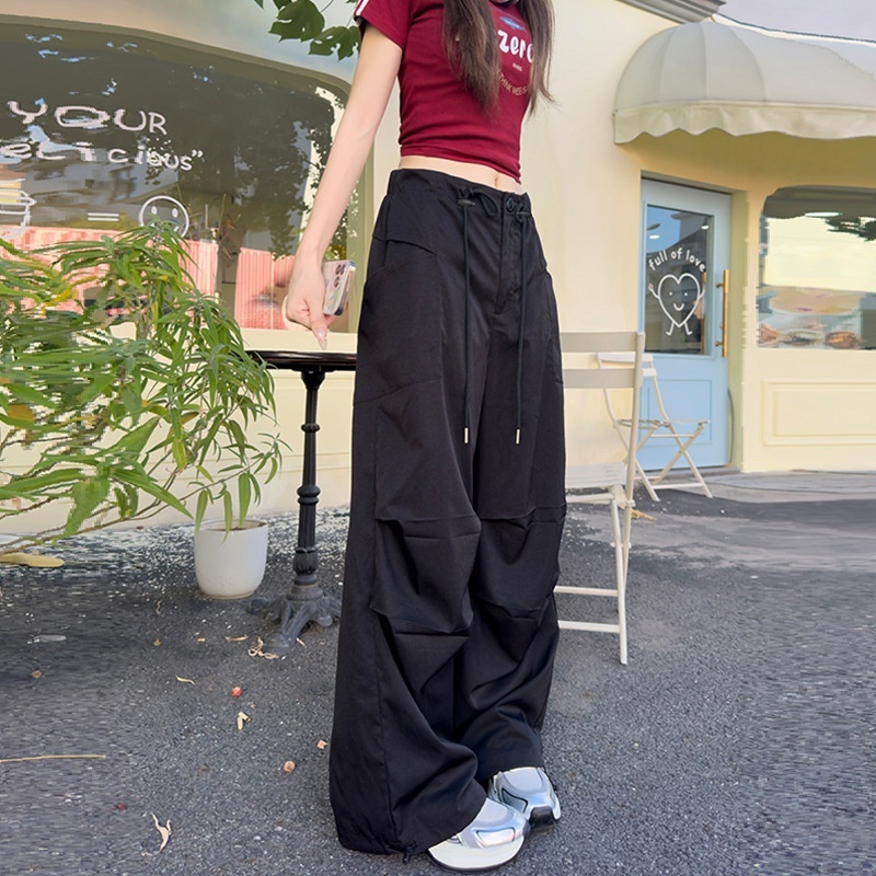 American work women's 2024 autumn new product high waist loose slimming quick drying casual sports straight wide leg pants