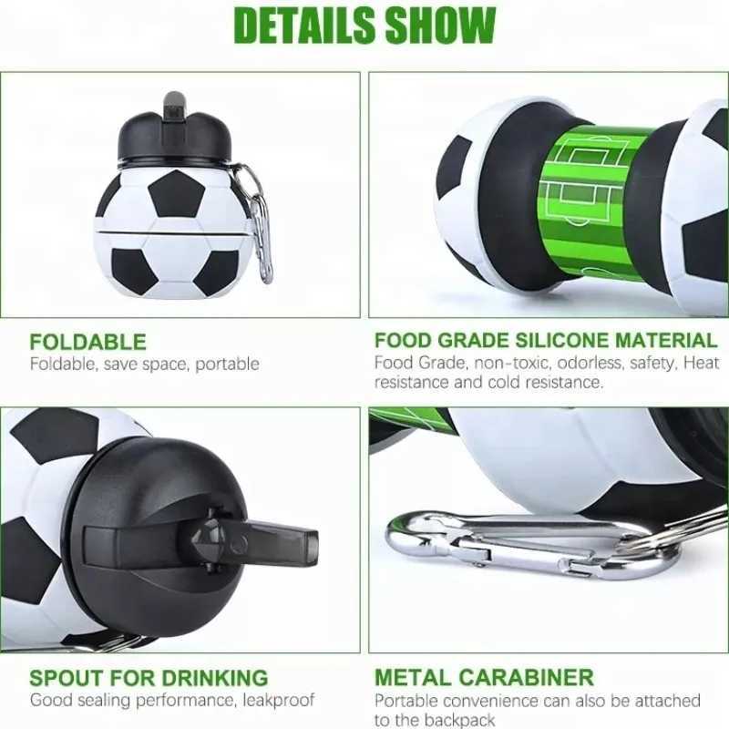 550ml foldable Sprorts bottle football portable folding ball silicone water cup for outdoor childrens gifts Z260202