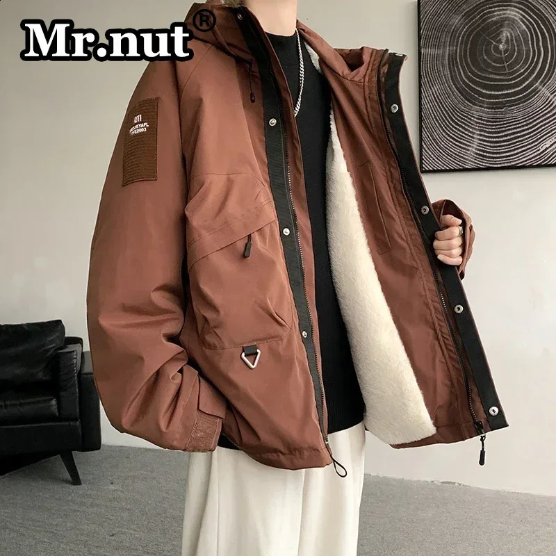 Mr.nut Winter Thickened Jackets Autumn Waterproof Jacket Man Windbreak Camping Overcoat Casual Loose Large Pocket Mens Clothing 240923