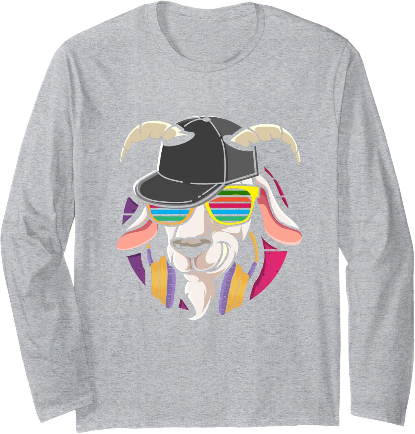 Long Sleeve Shirts for Men sweatshirt Funny Retro Punk Goat With Headphones Dj Goat Music Gift Long Sleeve Streetwear Casual tops clothes
