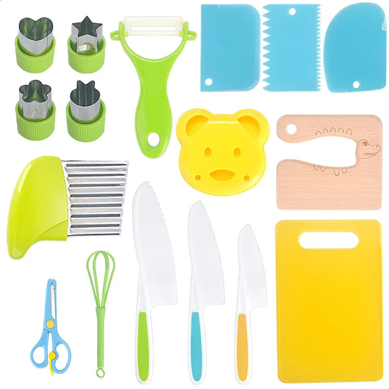13/17 childrens cooking sets are Montessori kitchen tools for cooking suitable for children aged 2/3/4/5/6/7/8 with safety knives 240923