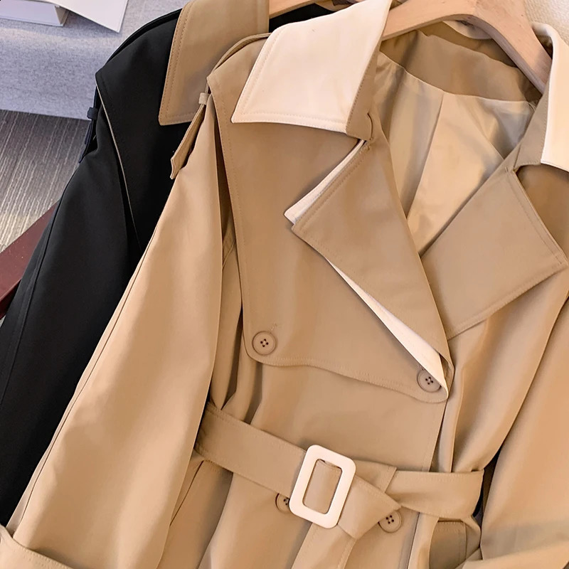 Autumn and winter Plus size trench coat Korean version high-end feeling British style slimming temperament jacket 240918