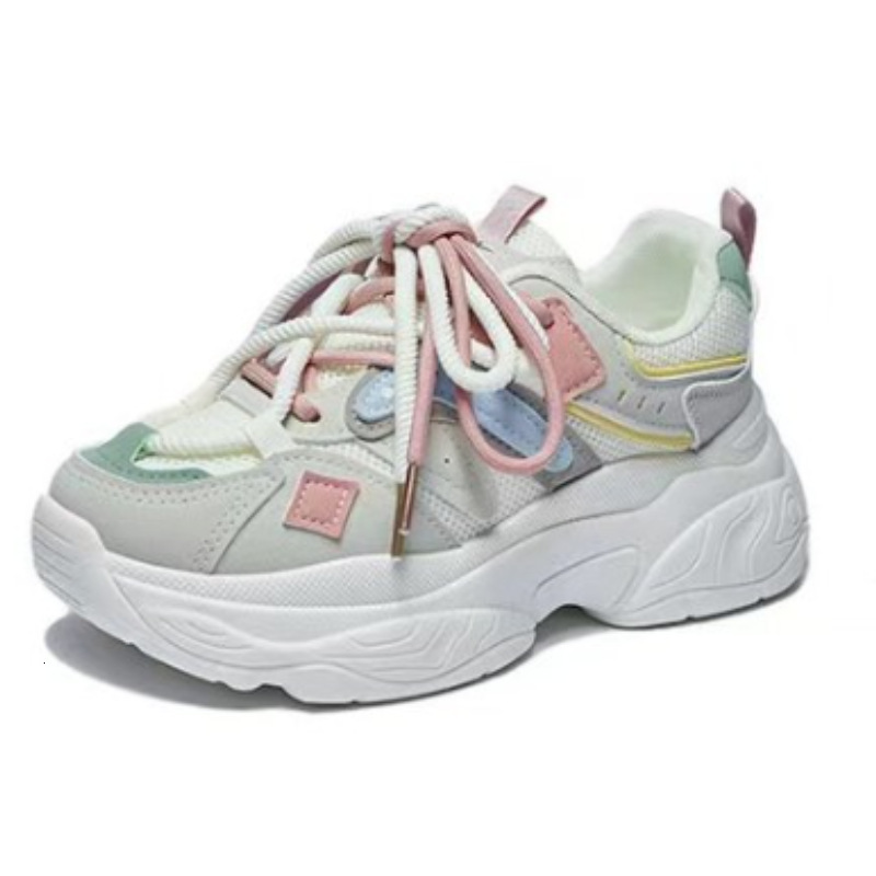 Ddmybear Women's 2024 New Breathable Mesh Sports Versatile White Student Casual Height Increasing Thick Soled Dad Shoes Chinese Brand Shoes F926-
