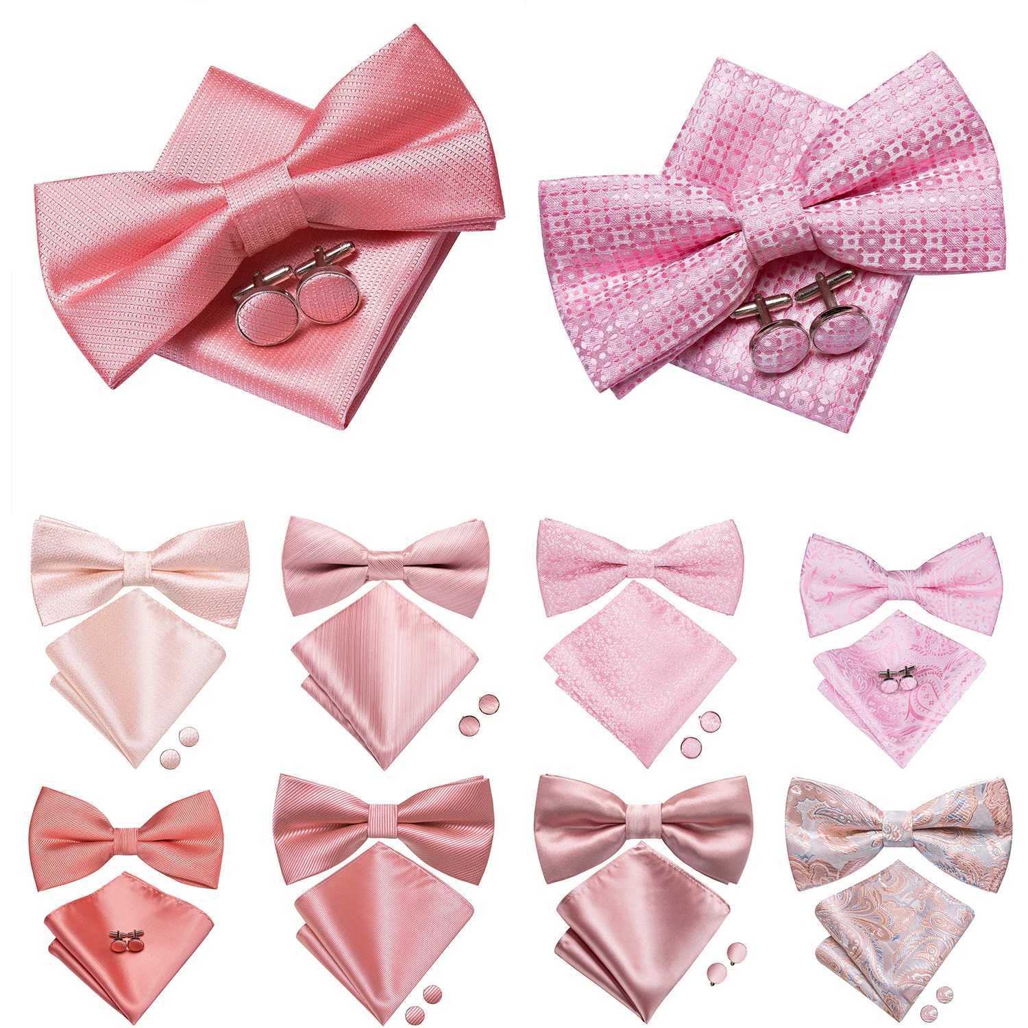 Hi tie Dot Silk Mens Pre tied Bow Hanky Cufflink Set Knot Bowtie for M Wedding Business Y240925