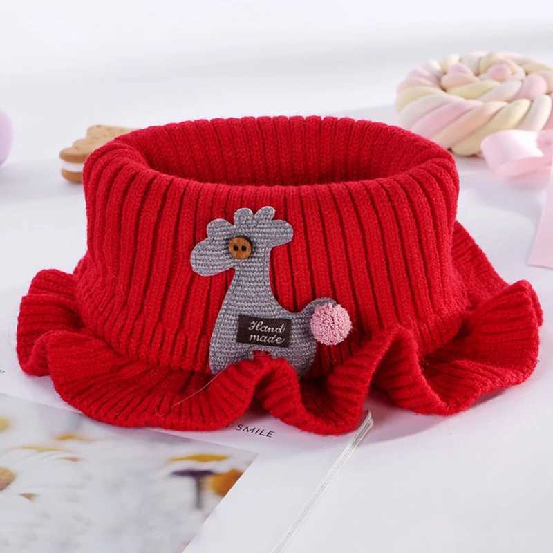 Scarves Wraps Spring Autumn Kids Neckerchief Solid Color Children Knit Wool O Ring Neck Collar Boy Girl Outdoor Protect Winter Warm Baby Scarf L240910