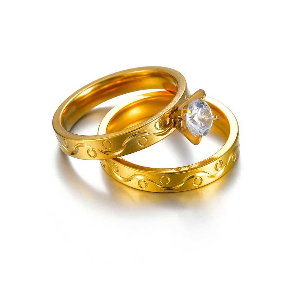2 Womens Wedding Rings Mens Promise Band Set Crystal Stainless Steel Engagement Jewelry DeliveryXJ250412