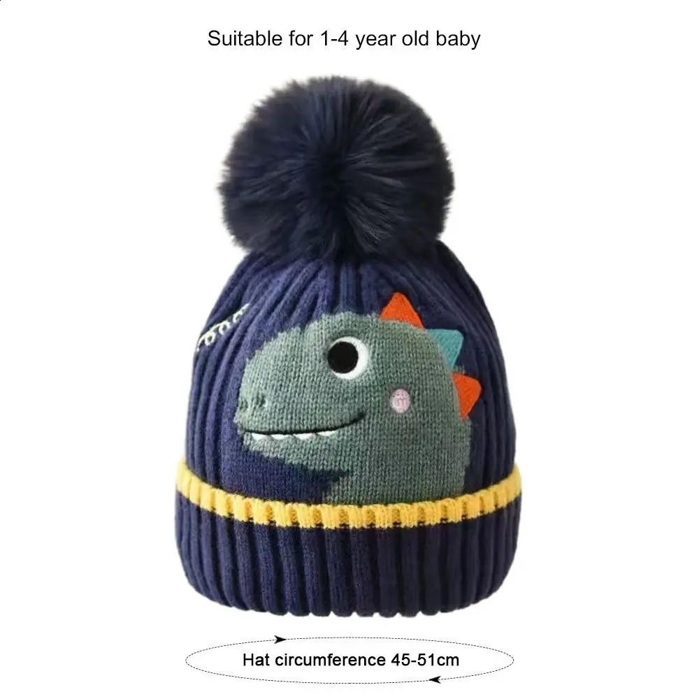 Winter Warm Baby Hat Cute Dinosaur Bear Rabbit Childrens Cartoon Wool Knitted 240925
