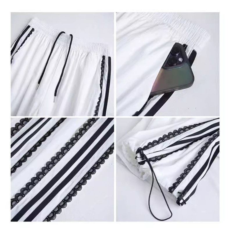 Lace lace wide for women, 2024 Spring and Autumn new high waisted sports pants, hanging loose quick drying straight leg pants