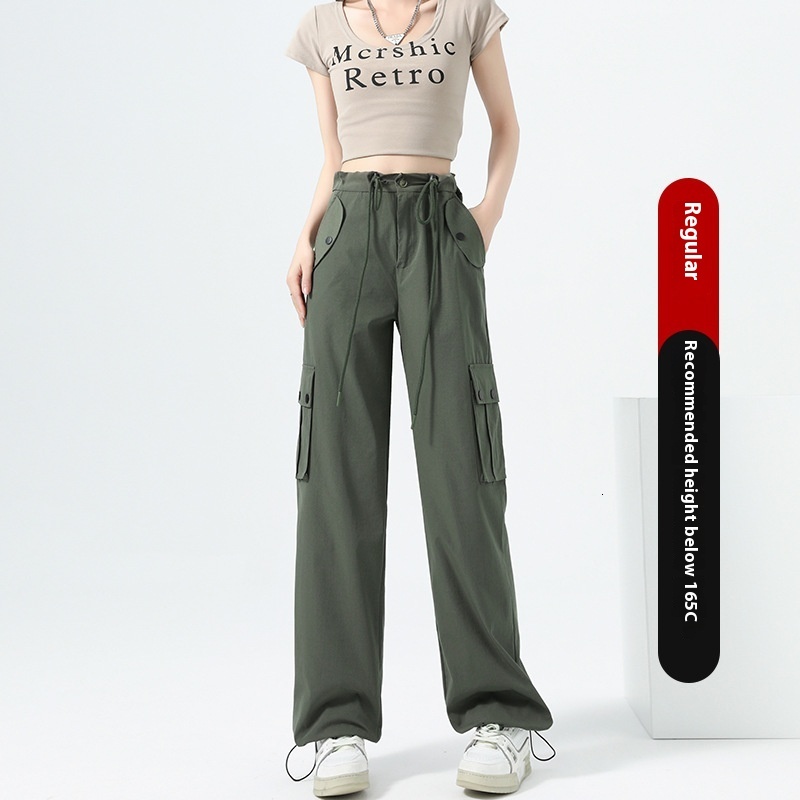 Quick drying workwear for women in the summer of 2024, new short leggings, high waisted wide leg American casual sports pants