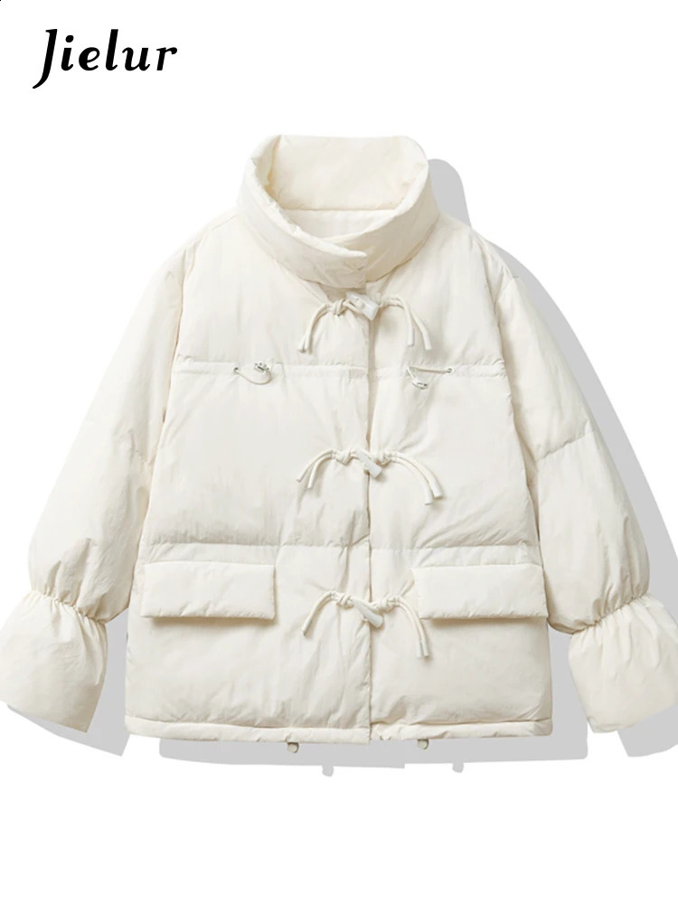 Jielur Light Blue Korean Sweet Fashion Classic Button Loose Female Parkas Basic Simple Casual Chic Pockets 5-colors Women Parkas 240919