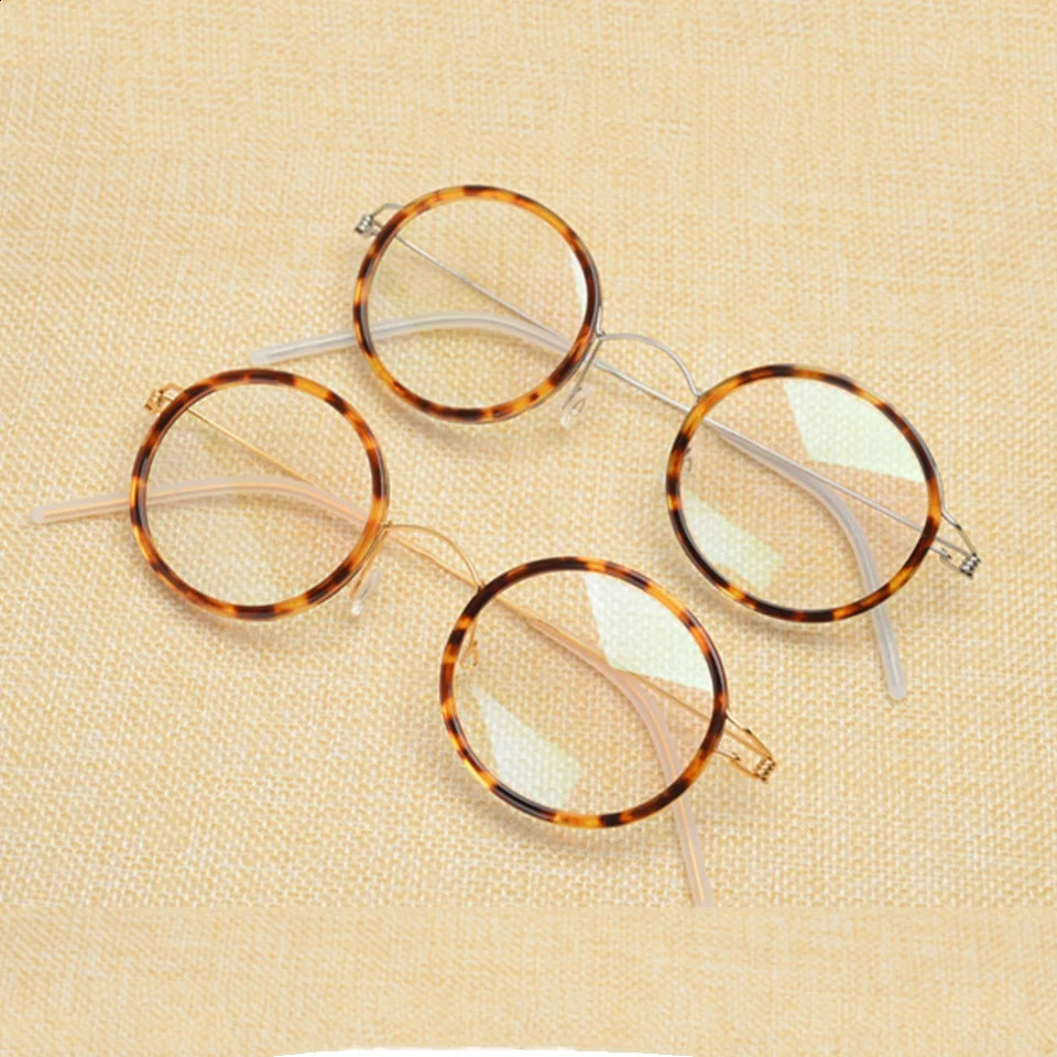 Denmark Glasses Frame Men Women Screwless Eyewear Ultralight Retro Round Eyeglasses Handmade er Korean Style 240925