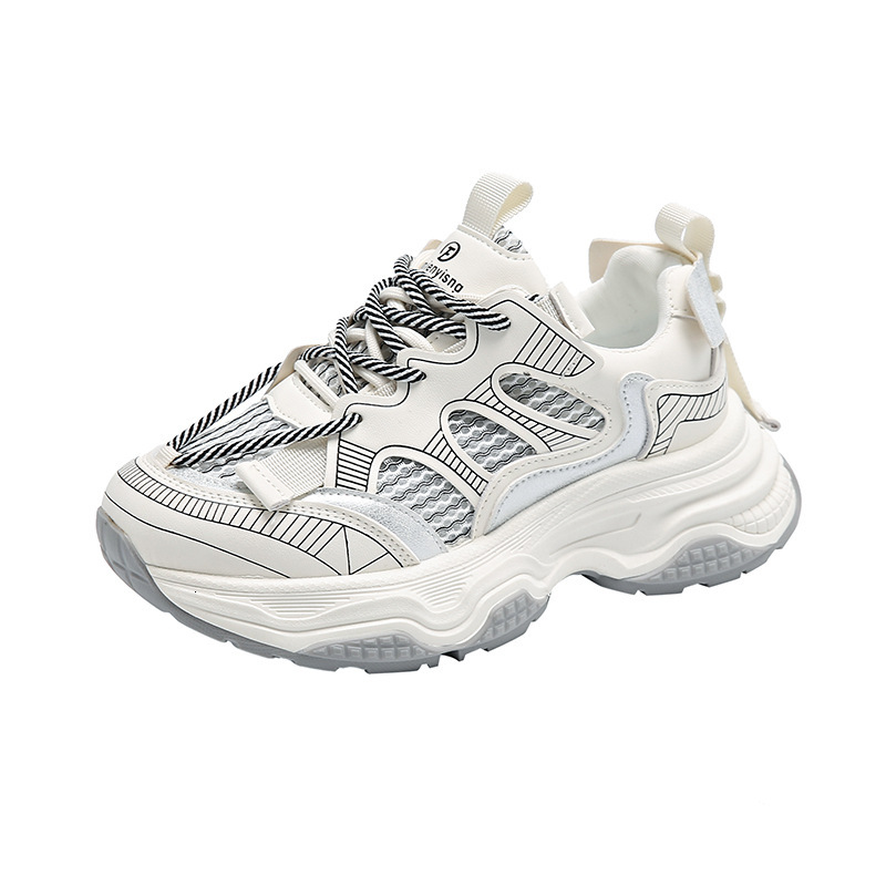 Ddmybear Silver Dad Women's Spring 2024 New Thick Sole Elevated Casual Sports Running Shoes Breathable Chinese Brand Shoes F926-67