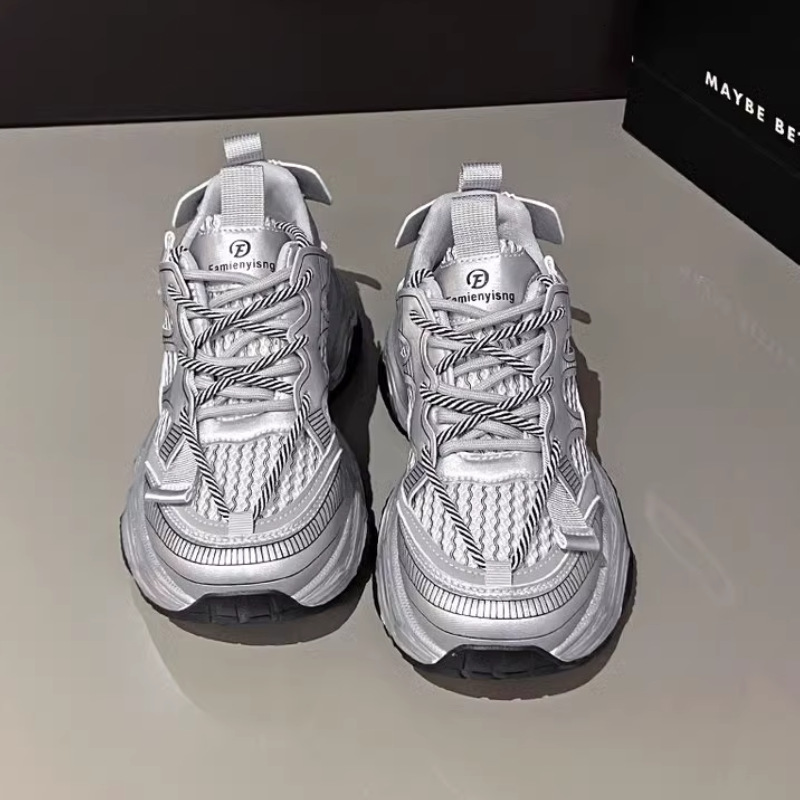 Ddmybear Silver Dad Women's Spring 2024 New Thick Sole Elevated Casual Sports Running Shoes Breathable Chinese Brand Shoes F926-67