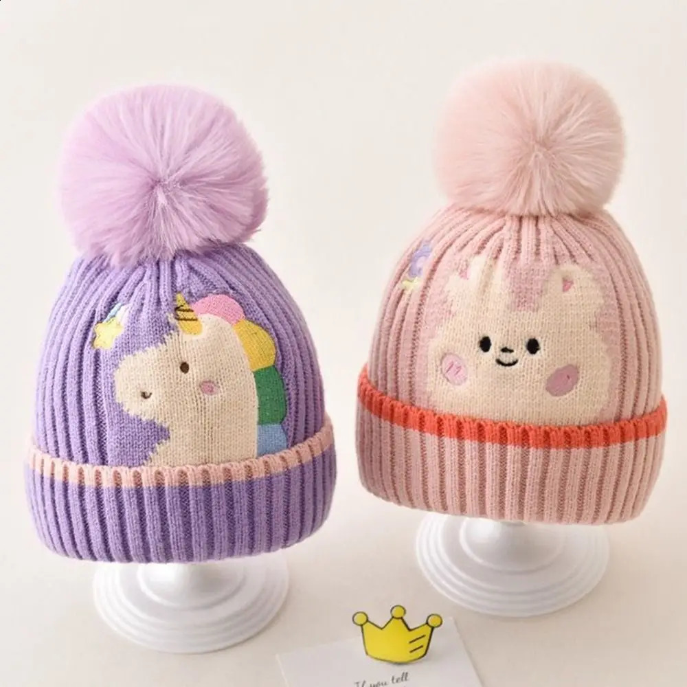 Winter Warm Baby Hat Cute Dinosaur Bear Rabbit Childrens Cartoon Wool Knitted 240925