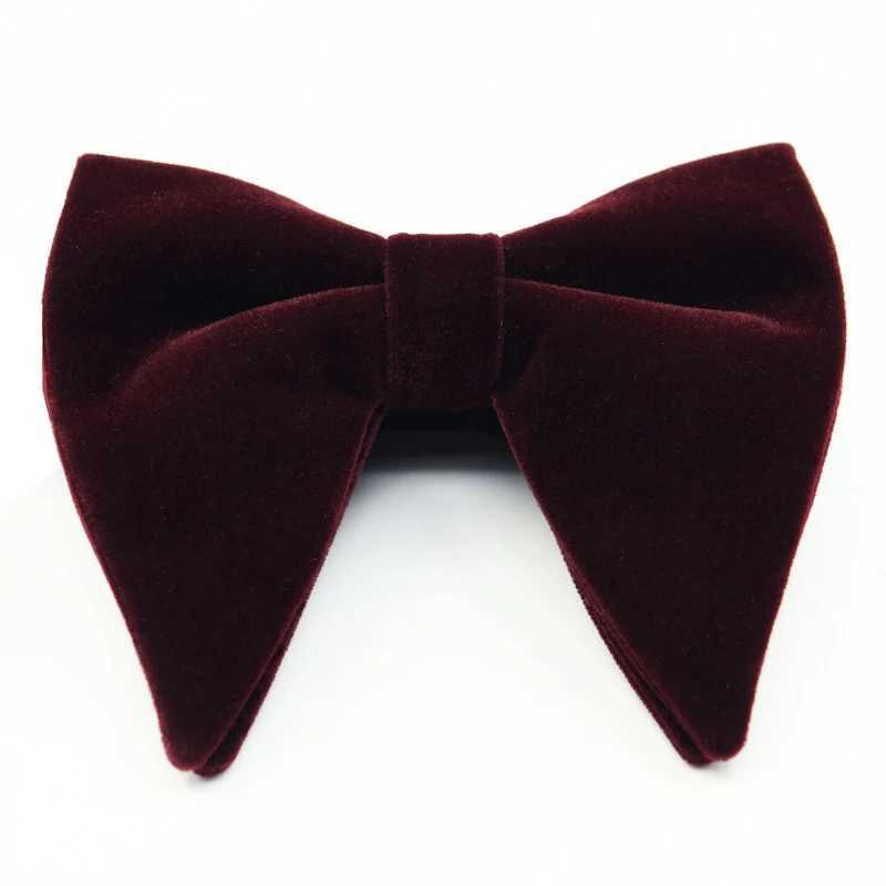 New fashion velvet big bow suitable for mens Gro wedding bow tight solid color Gravatas ultra-thin black tie accessory Y240925
