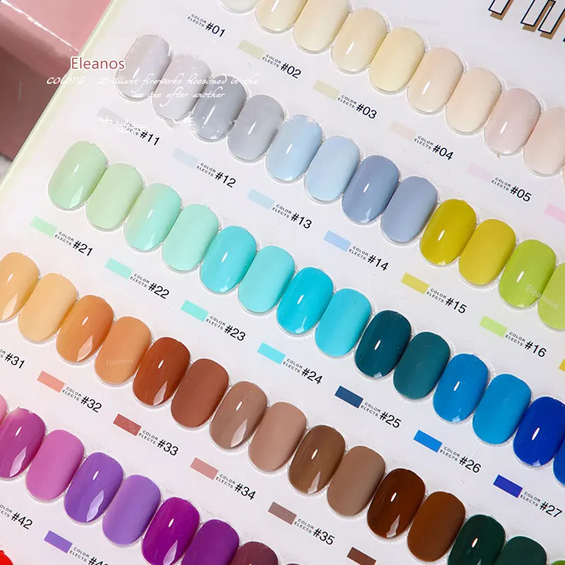Eleanuos 58 piece Korean Macaron gel polishing set Sansu UV gel enamel handicraft salon polishing nail polish with color card 15ML 240918