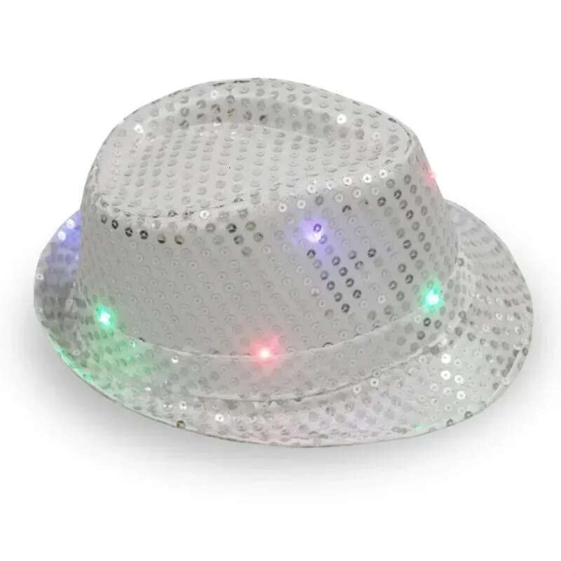 LED Up Jazz Light Flashing Fedora Trilby Sequins Caps Fancy Dress Dance Party Hats Unisex Hip Hop Lamp Luminous Hat Fy3870 Sep01