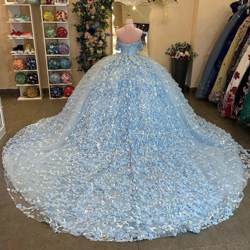 Sweetheart Quinceanera Dresses Lace Appliqued wer Crystal Tull Ball Gown Vestidos 15 De Anos Sweet 16 Dress