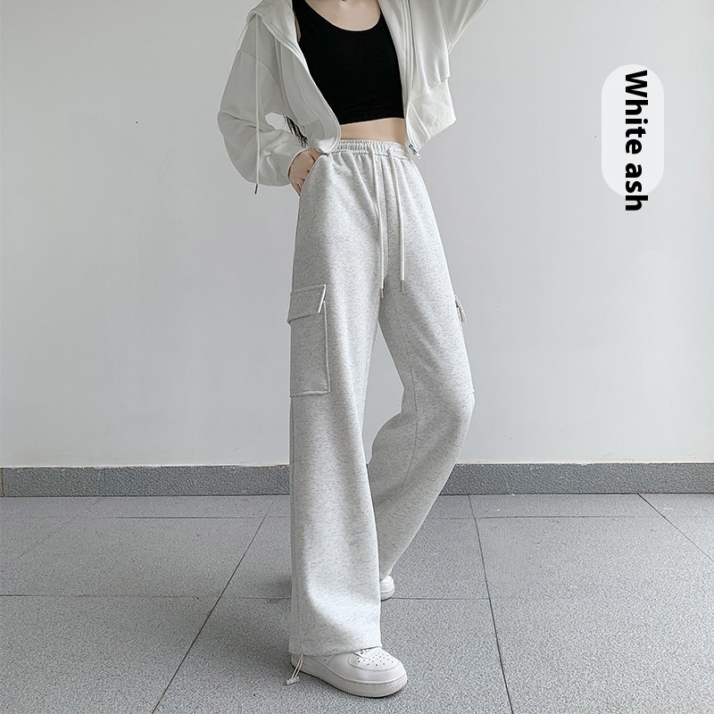 Carrot Uncle Grey Work Women's Autumn/Winter 2024 New Casual Sports Loose and Velvet Wide Leg Pants Women